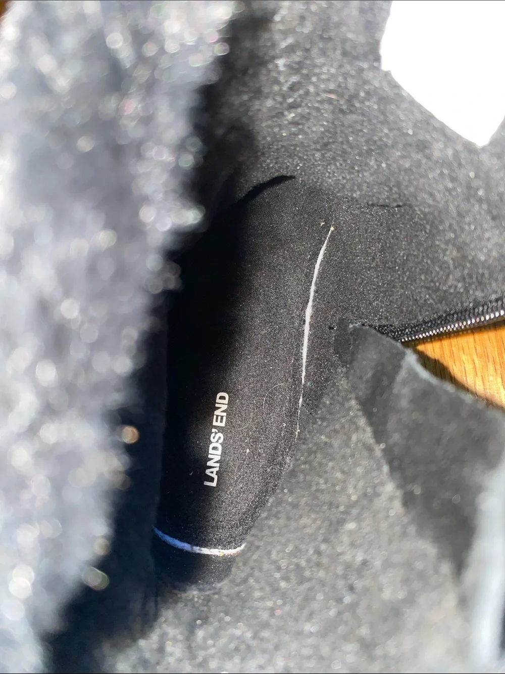 Lands' End Black Faux Fur Cuff Winter Ankle Boots